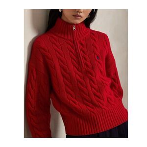 Polo Ralph Lauren Wool & Cashmere Cable Knit Sweater Red Sz L Women’s